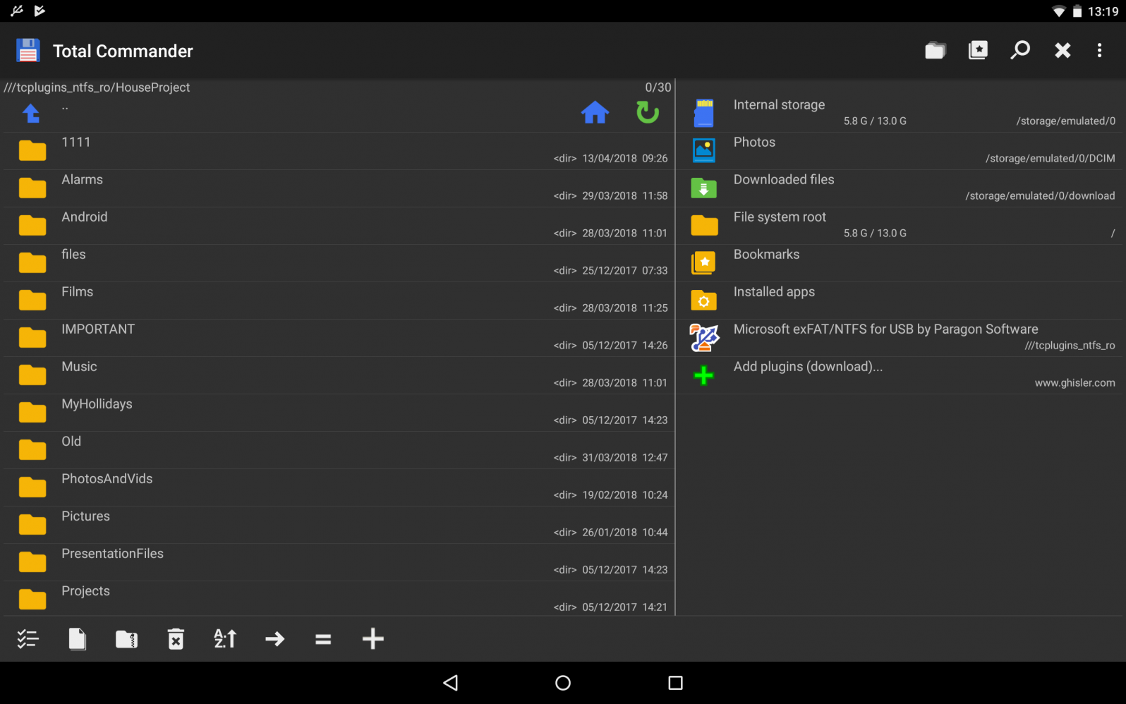 Microsoft exFAT/NTFS für USB On-The-Go von Paragon Software. Externe Speicher mit einem Android-Gerät verbinden. Screenshot.