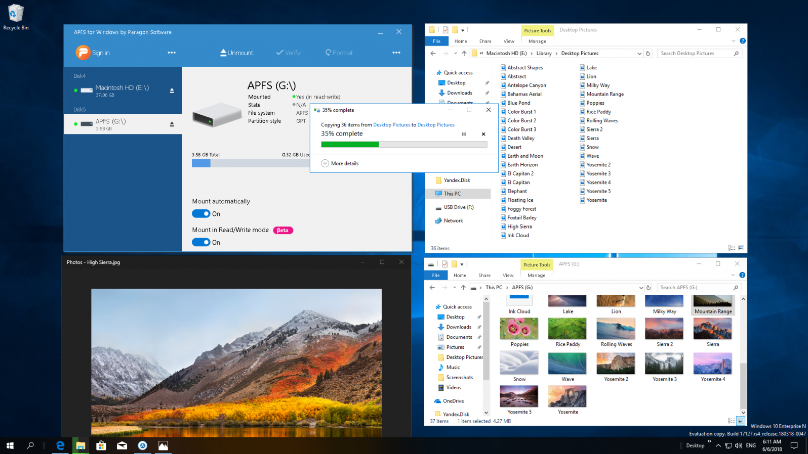 APFS for Windows by Paragon Software. Vea, lea, edite y copie archivos APFS en un PC con Windows. Captura de pantalla.