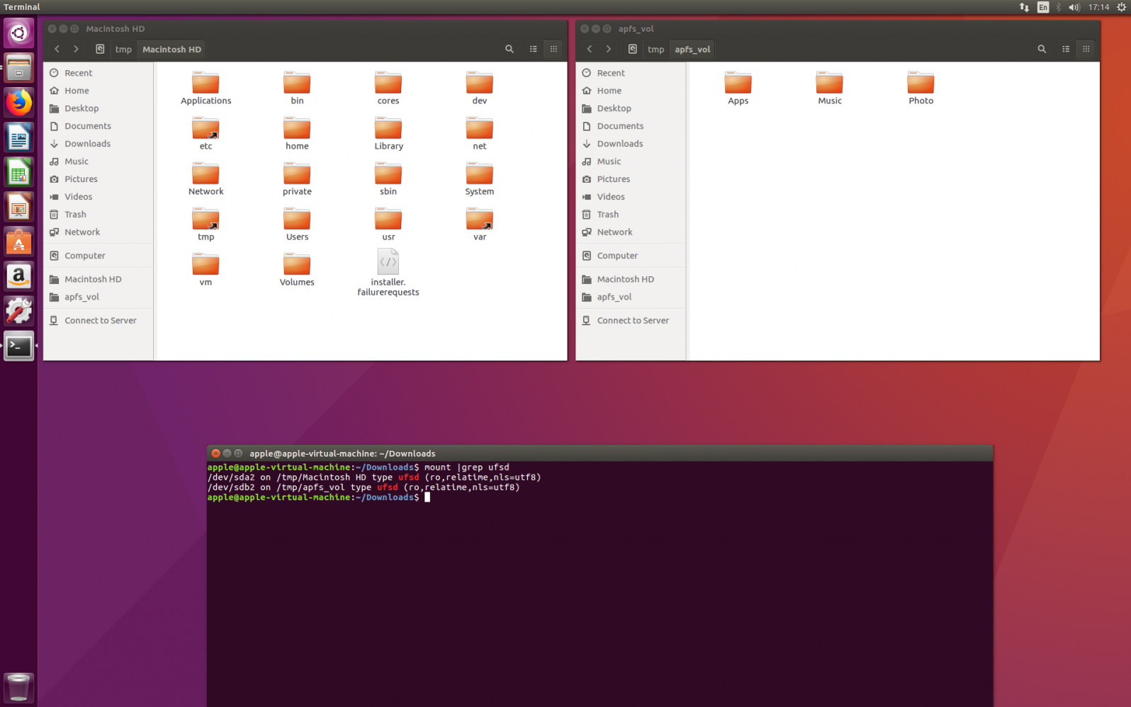 APFS for Linux by Paragon Software. Быстрое монтирование томов APFS. Screenshot.