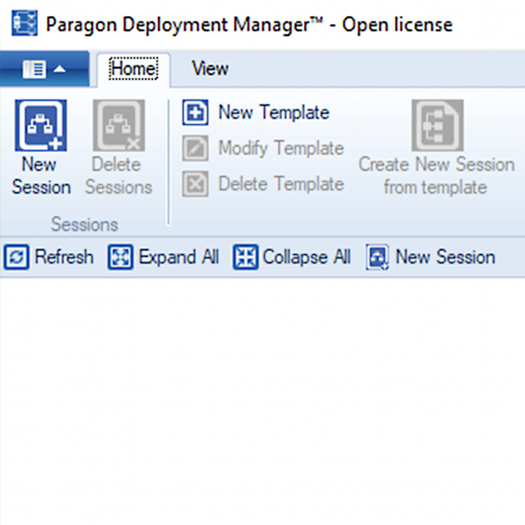 Paragon Deployment Manager. Consola de implementación. Screenshot.