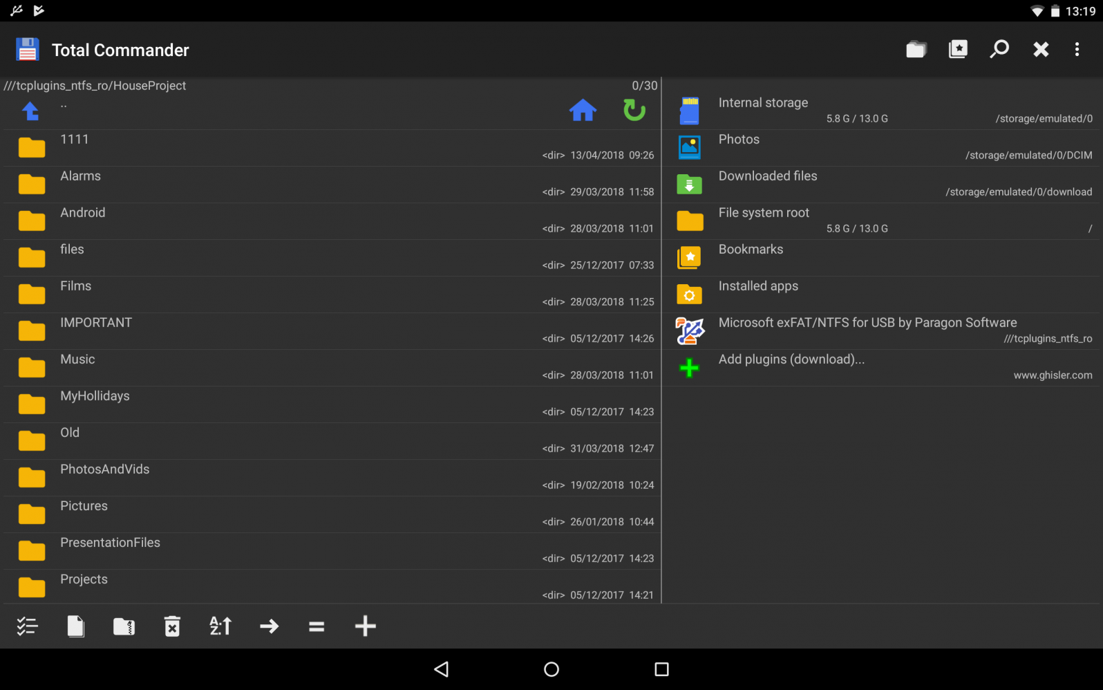 Microsoft exFAT/NTFS for USB On-The-Go by Paragon Software. Подключение внешнего USB-накопителя к Android-устройству. Скриншот.