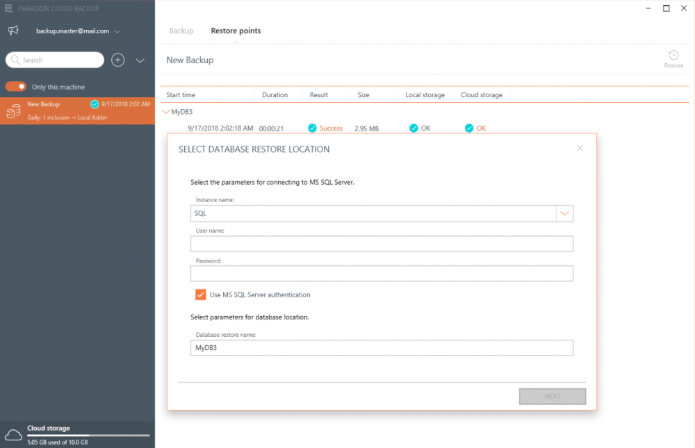 SQL database recovery