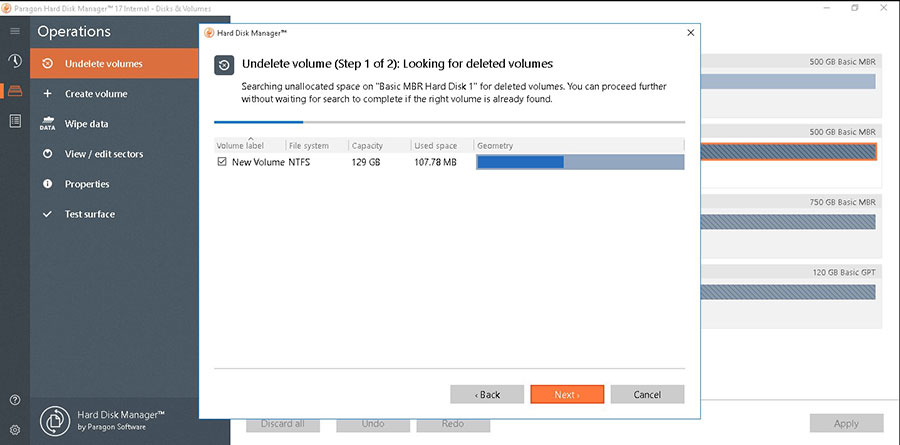 Use specific algorithm for partitions Screenshot