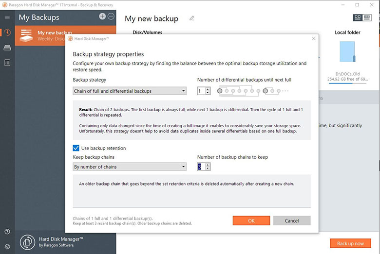 Create specific backup strategy Screenshot