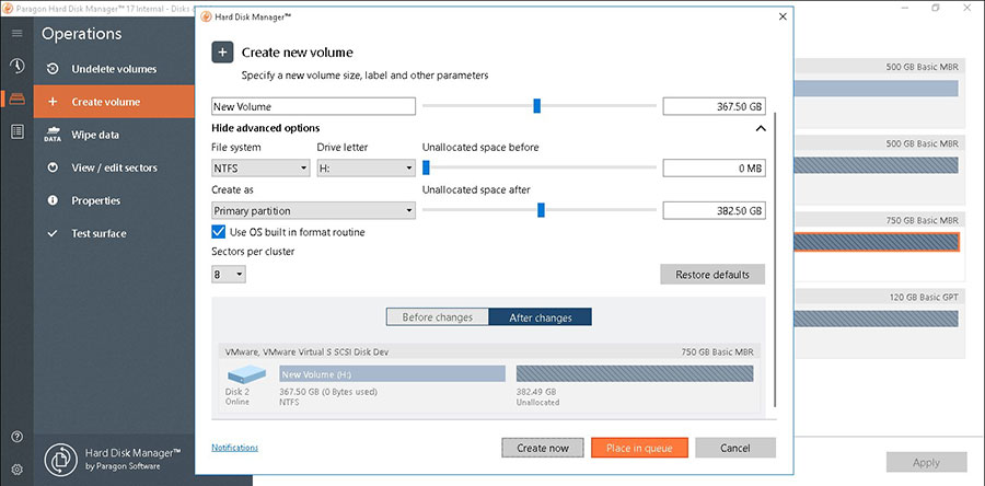 Resize volumes: exclude redundant files from partitions and select files to discard Screenshot