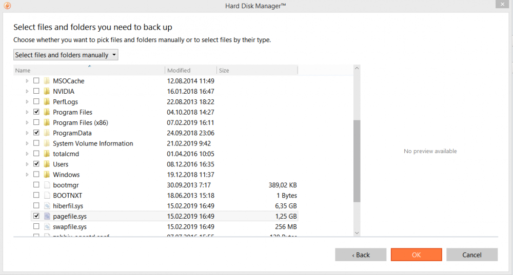 Paragon Partition Manager. Sicherungsassistent. Screenshot.