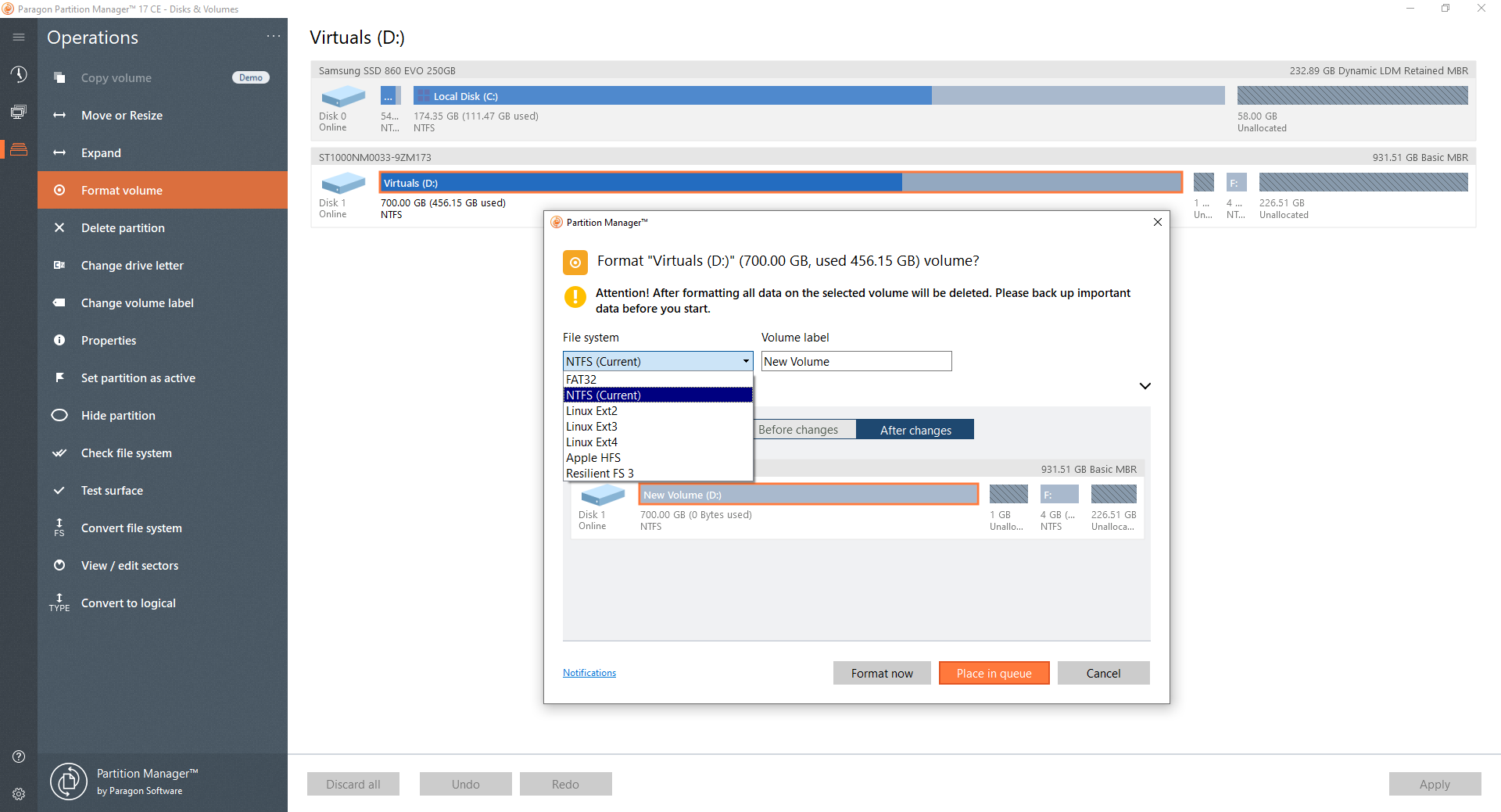 disk partition paragon partition manager windows 10